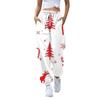 Женские повседневные модные рождественские принтованные повседневные брюки спортивные брюки длинные брюки брюки с эластичной резинкой на талии