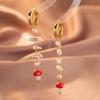 Fashionable Womens Long Tassel Earrings With Geometric Faux Pearls Chic And Trendy
