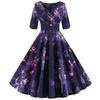Platform Women's Clothing Supply Retro Skirt V-neck Medium Sleeve Printed Pendulum Dress