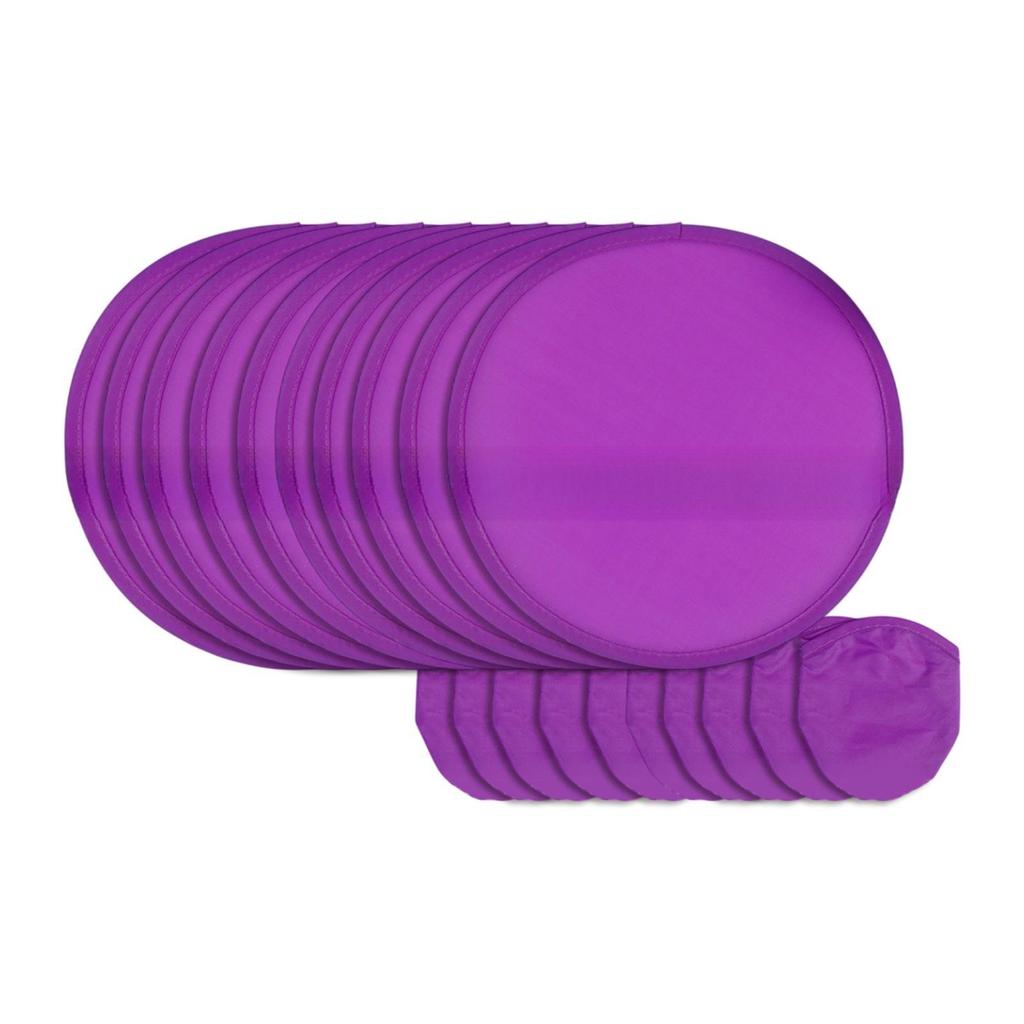 10 шт. Складной веер Портативный ручной Классический Полиэстер Летающая тарелка Круглый веер для DIY Активный отдых, Реклама, Выступления