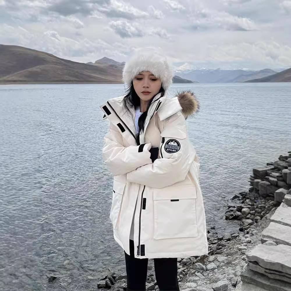 Повседневная парка с шерстяным воротником, рабочая куртка, пуховик из хлопка для женщин на зиму, толстая американская хлопковая куртка высокого класса, средней длины, теплая куртка