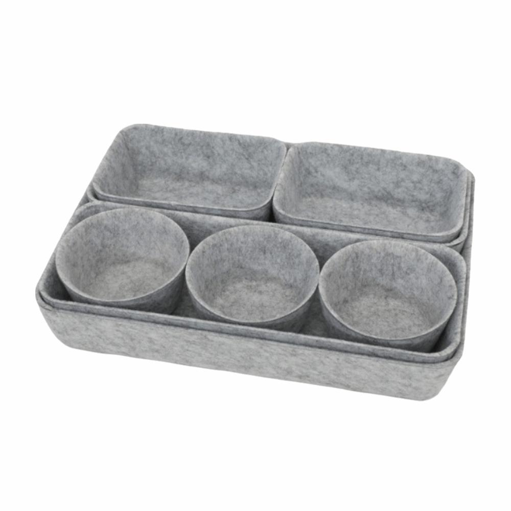 8Pcs/Set Space-Saving Felt Storage Box Set Seamless Desktop Sundries Box Closet Organizer