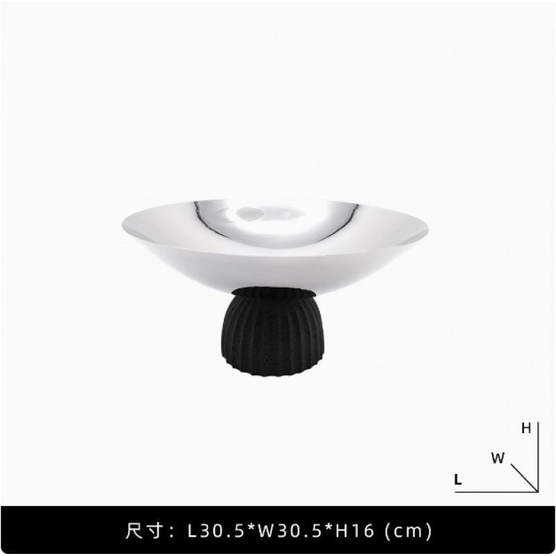 Modern Minimalist Stainless Steel Fruit Bowl Decorative Centerpiece Living Room Hotel Lobby Table Display