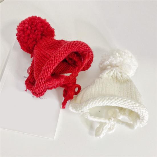 Hat with Soft Ball Knitted Thickened Warm Solid Color Fixing String Comfortable To