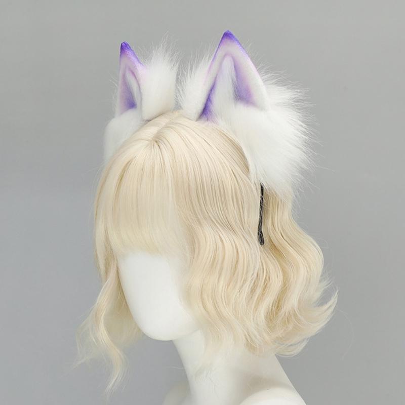 Realistic Cats Ear Hairband With Plush Hairband Gradients Color Design For Women Girls Cosplays Event Themed Parties