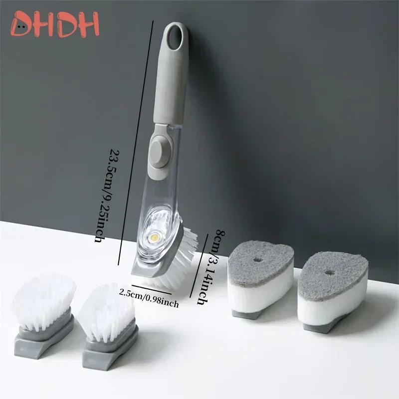 Специальная кухонная щетка-пресс с длинной ручкой для мытья кастрюль, многоразовая щетка для чистки жидкостей, антипригарная щетка для добавления масла и жидкости в кастрюлю