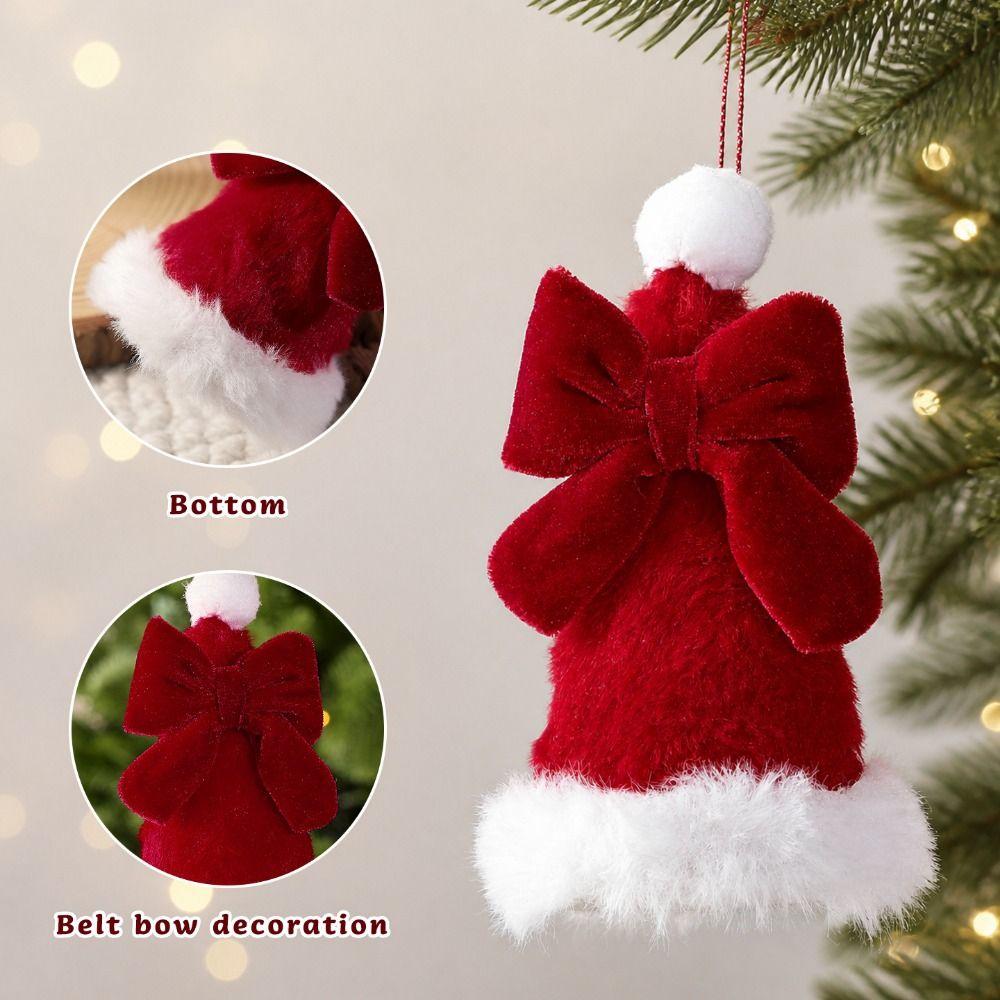 Handmade Mini Velvet Tree Tower Pendant Creative Christmas Bows Hanging Ornament Party Supplies