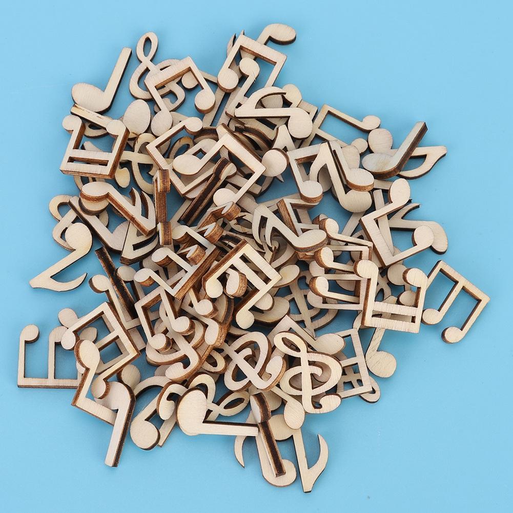 100 Pcs Wooden Music Note Mixed Decorative 2cm Note Clip for Decoration Accessory CDN