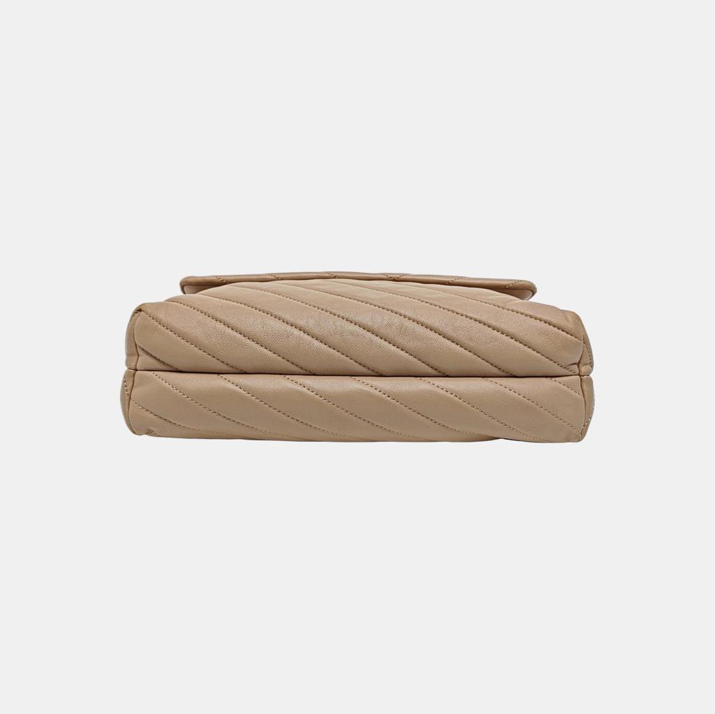 [Pre-Owned] Kira Large Nude Pink Lambskin Quilted Shoulder Bag With Gold Hardware - Very Good #O65QIA