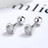 Copper zircon round bead threaded stud earrings, women's screw twist-off stud earrings, simple and fashion