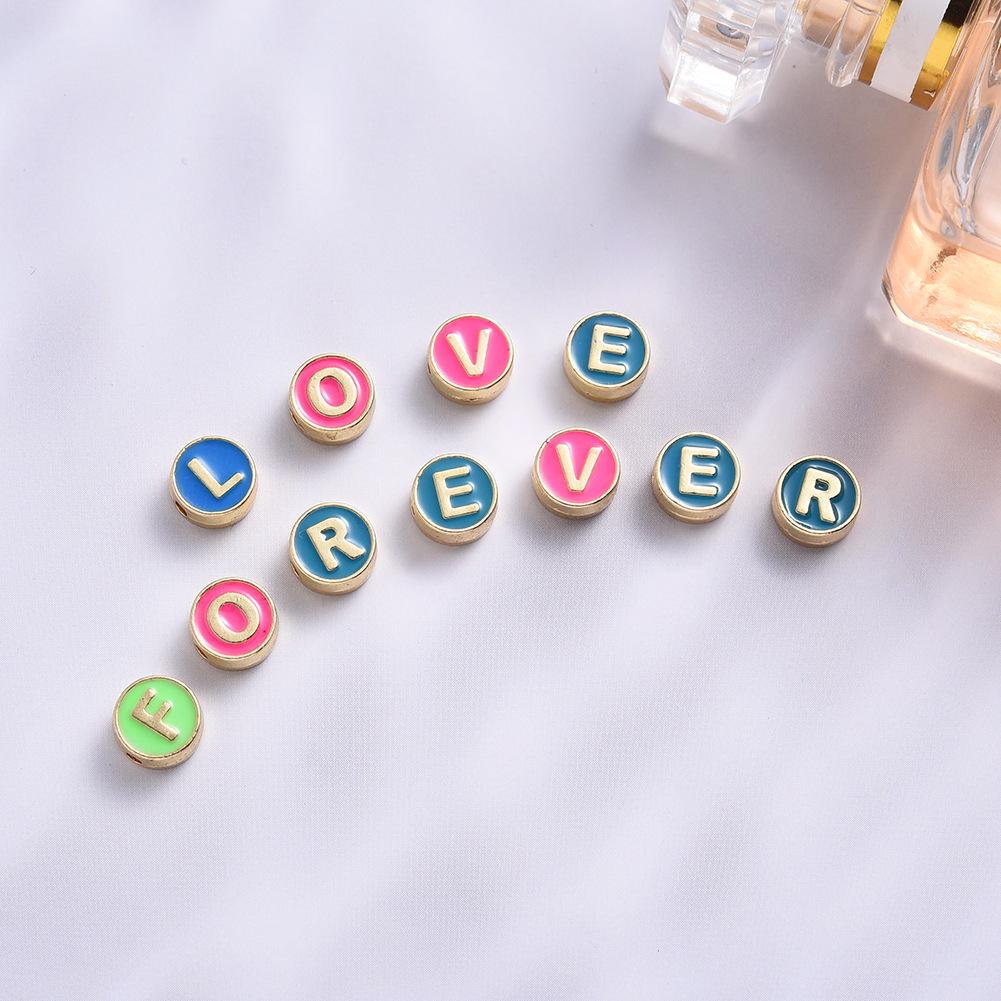 Цветные капельные масляные сплавные бусины-алфавит для изготовления браслетов и ювелирных изделий своими руками