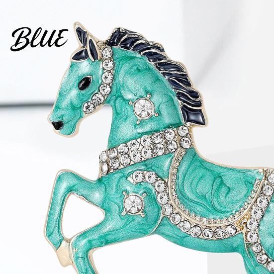 Unisex Brooch Pin Galloping Horse Enamel Rhinestones Studded Sophisticated Chinese