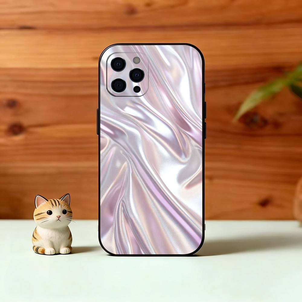 Металлический узор Чехол для телефона Для iPhone 17, 16, 15, 14, 13, 12, 11 Plus, Pro Max, Другие Мягкий черный чехол