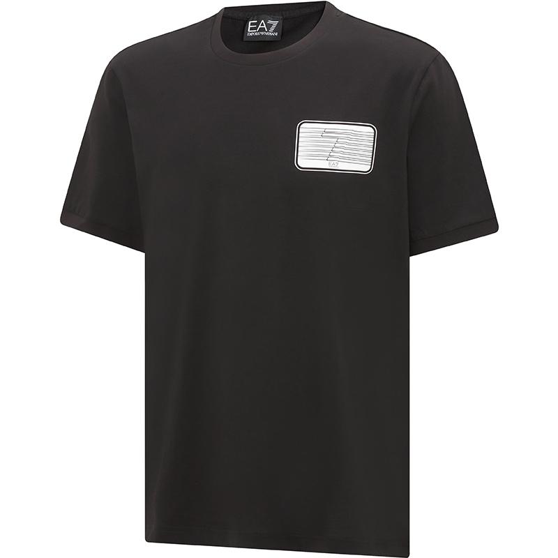 EMPORIO ARMANI EA7 T Shirts Men's Black Crew Neck Moderate Straight Fit 3RPT51-PJ02Z-1200