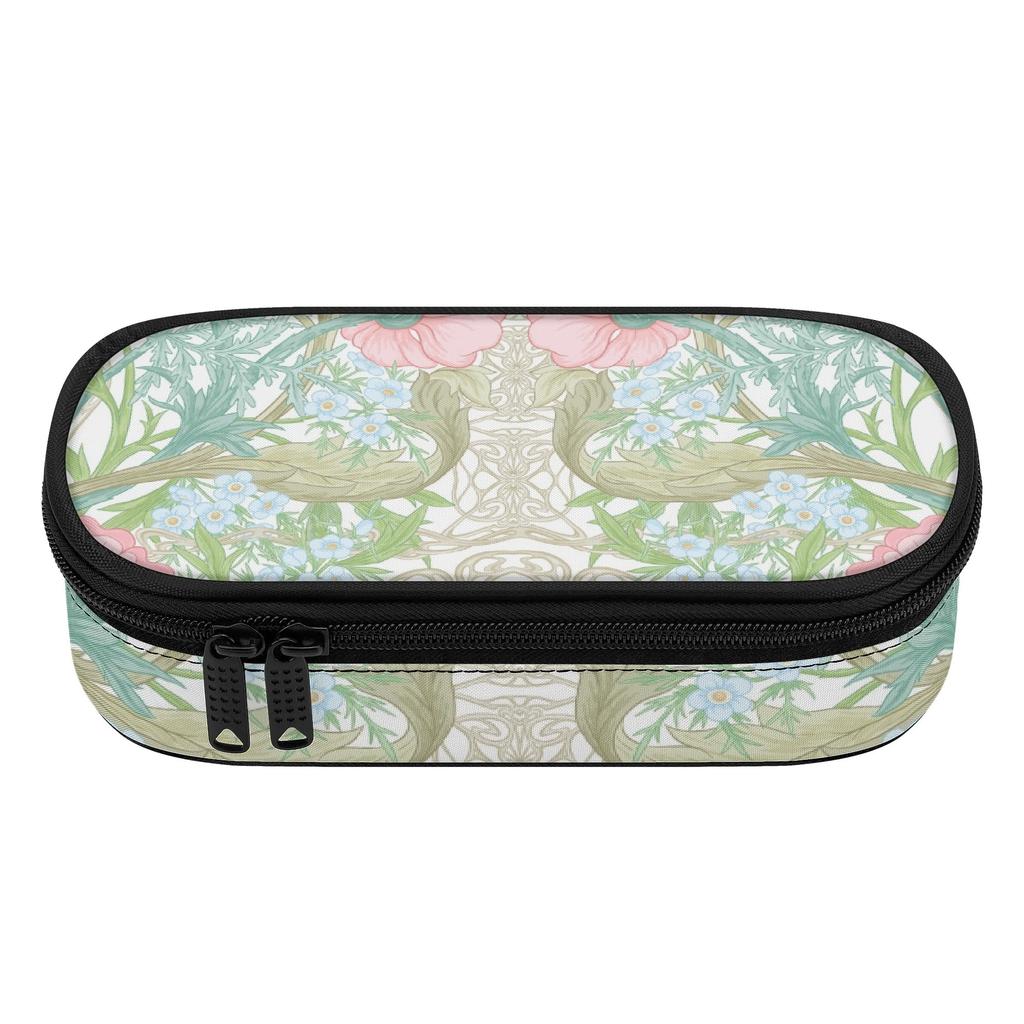 Pen Case Printed Strong Polyester Fabric Easy Open Zipper with Main Compartment Mesh Pocket and Pen Slots for Everyday Study