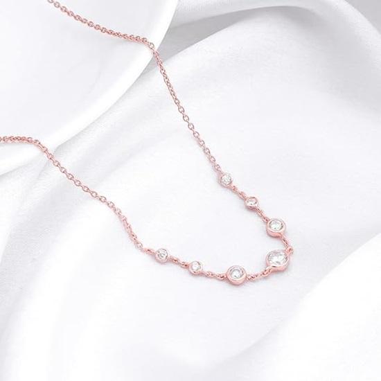 Silver Rose Gold Zircon Studded Necklace Gifts for Women Girls