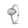 Waterdrop Ring S925 Silver Zircon Blue Stone Heart Ring Fashionable Women's Jewelry Party Wedding Gifts