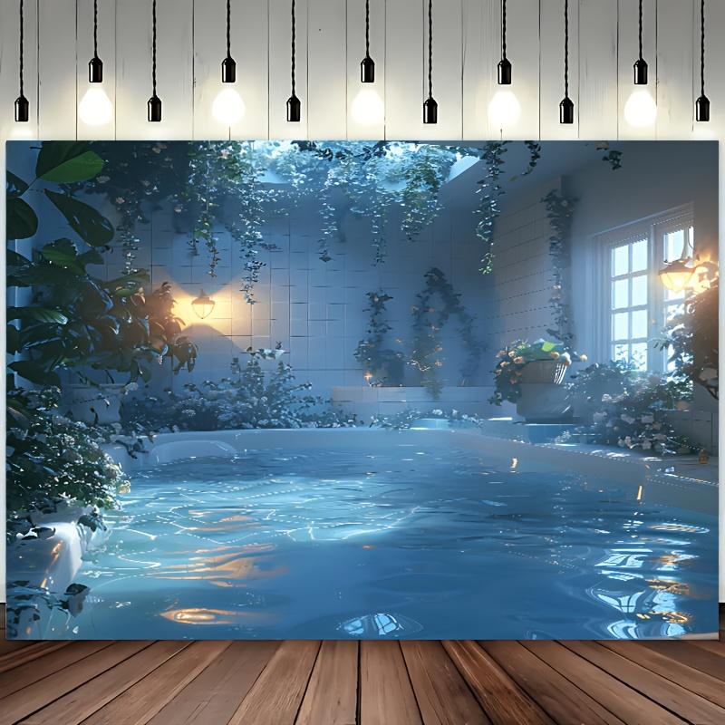 Indoor Garden and Pool Art Tapestry Unique Nature Design for Modern Home Decor Adds Tranquility to Any Room