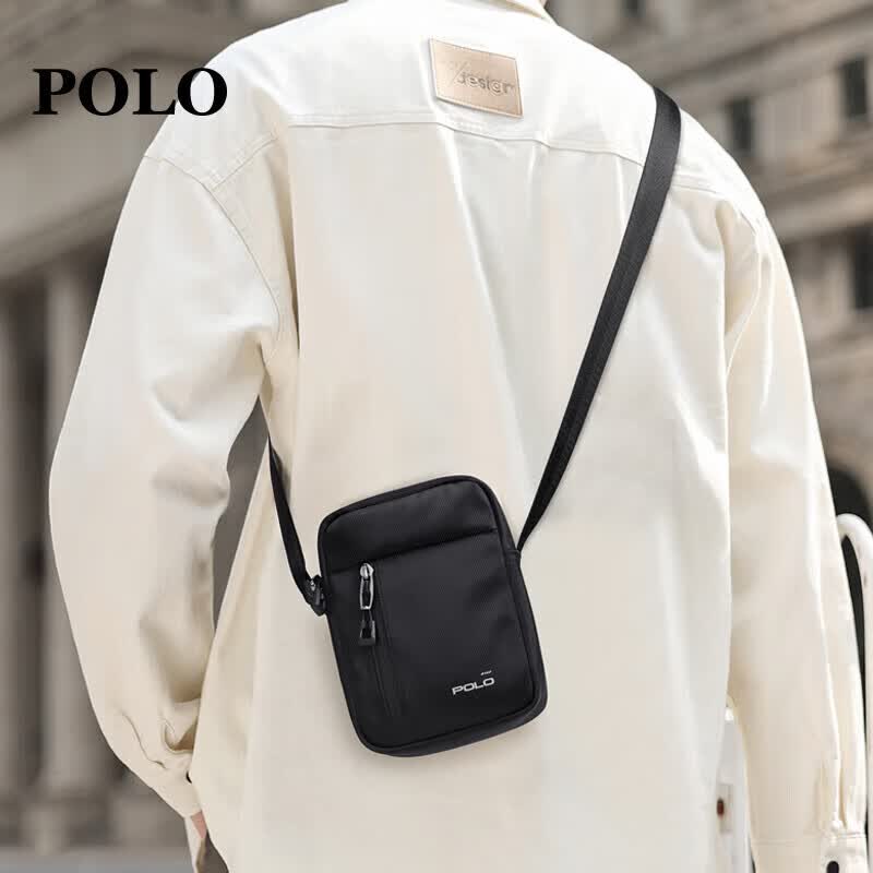Polo Сумка через плечо для мужчин, Повседневная сумка-кроссбоди, Сумка-мессенджер, Сумка для commutes, Вертикальная легкая сумка для телефона, Черная