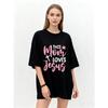 Oversized T-Shirt Black This Mom Loves Jesus Print Christian Faith Statement Women Casual Wear for Daily Outings Church Events and Gospel Gatherings