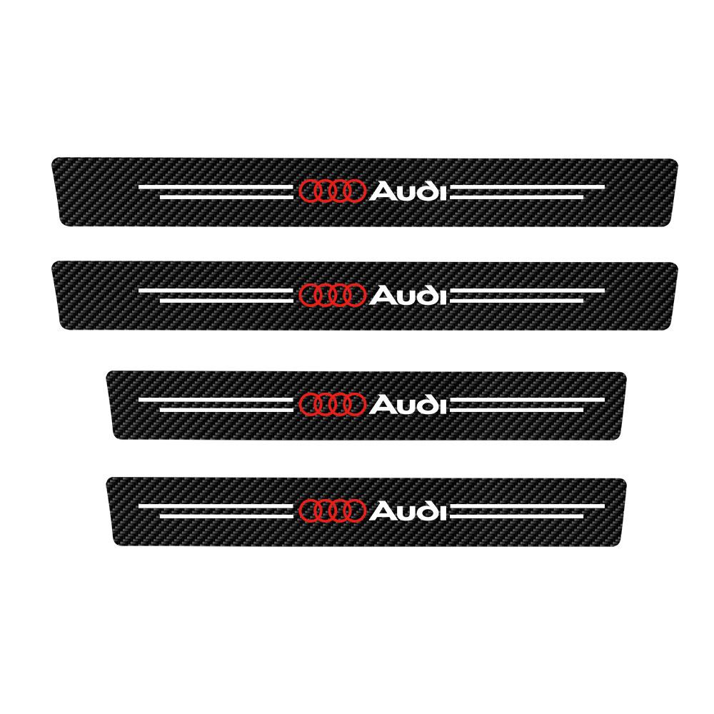 4Pcs  Door Carbon Fiber Sill Plate Decor Stickers Accessories For Mitsubishi 9 Ralliart EX ASX L200 Colt Outlander Pajero Lancer