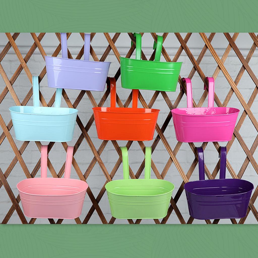 Настенные подвесные цветочные горшки со съемным двойным крючком, металлическое ведро-кашпо для перил, забора, балкона, садовые украшения