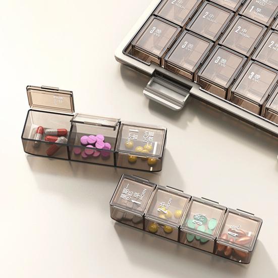 Large-Capacity Medicine Organizer for Morning Noon Evening Portable Easy To Open 12 Capsules or 25