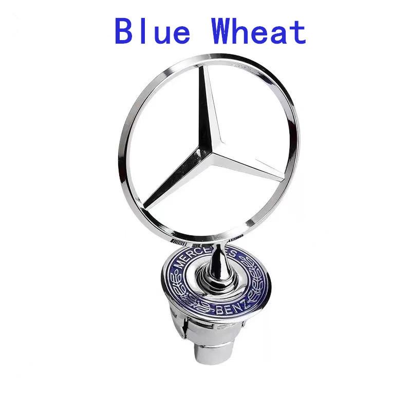 BWD1 Hot 2026 New For Benz 44mm 3D Metal Blue Chrome Star Bonnet Hood Emblem For Mercedes Benz W124 W212 W204 W205 W210 W220 W221 A18