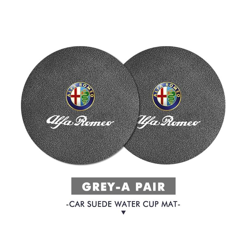Car Stickers For Alfa Romeo For Alfa Romeo 2PCS Car Logo Anti-Slip Water Cup Pad Drink Holder Mat Interior Accessories Giulietta