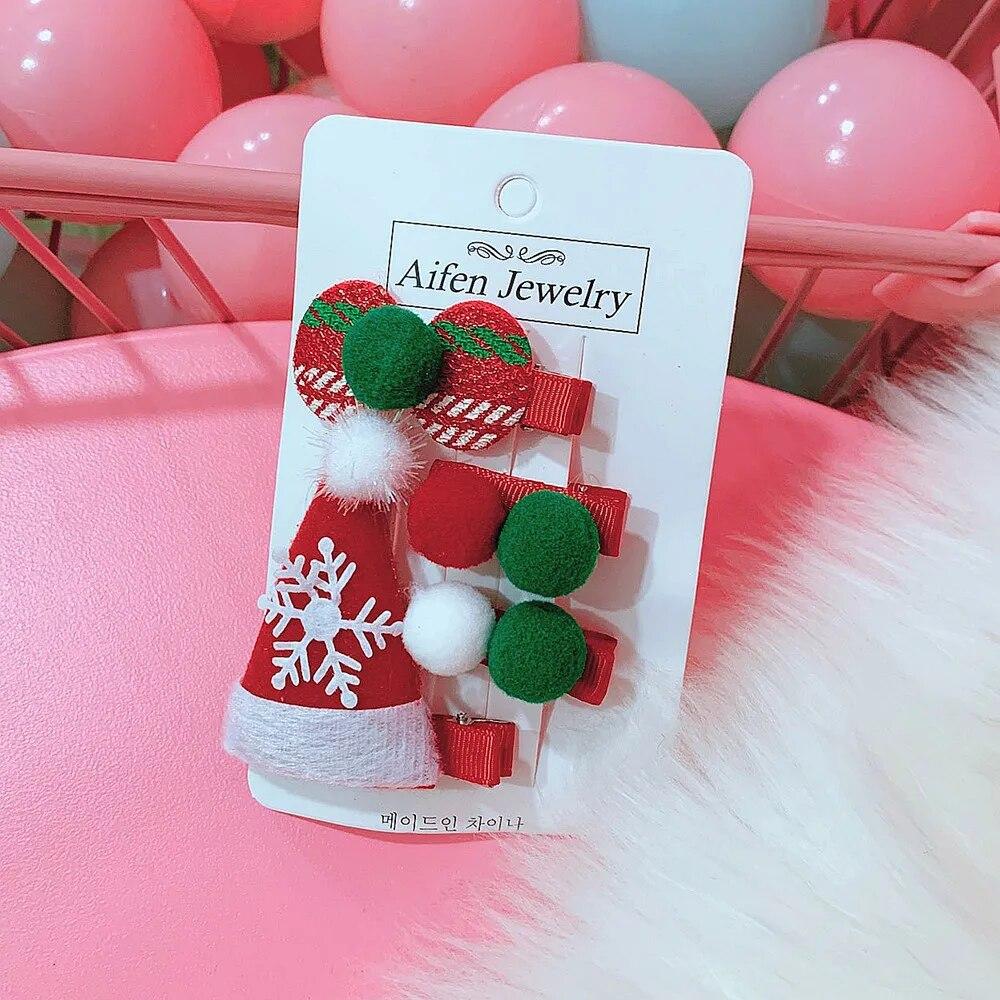 2/4 шт./компл., милая рождественская заколка для волос, конфетная заколка Санта-Клауса, головной убор для маленьких девочек, заколка в виде утконоса, красная, зеленая заколка для волос