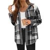 Women's Fashion Loose  Color Plaid Pocket Casual Lapel Plush Jacket Coat