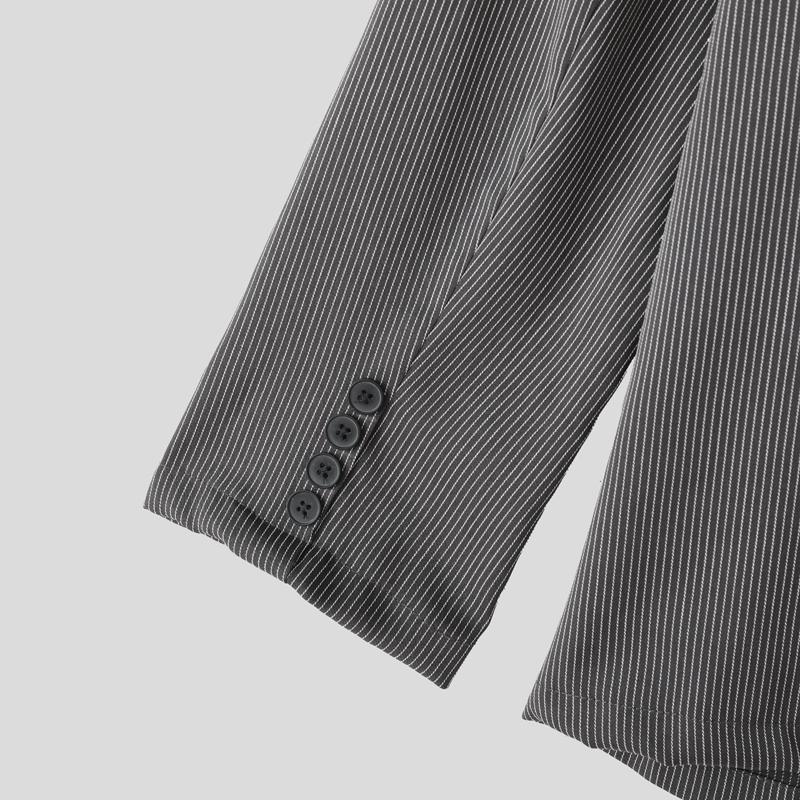 INCERUN Мужские блейзеры с лацканами, длинными рукавами, полосатые, с вырезами спереди, крест-накрест, для вечеринок, тонкие пальто