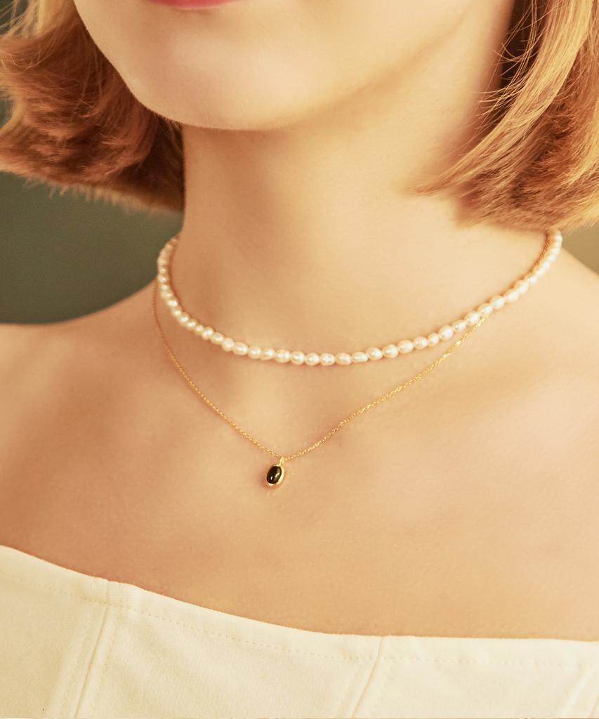 Ожерелье Charmy 16K, Серебро 925, Оникс