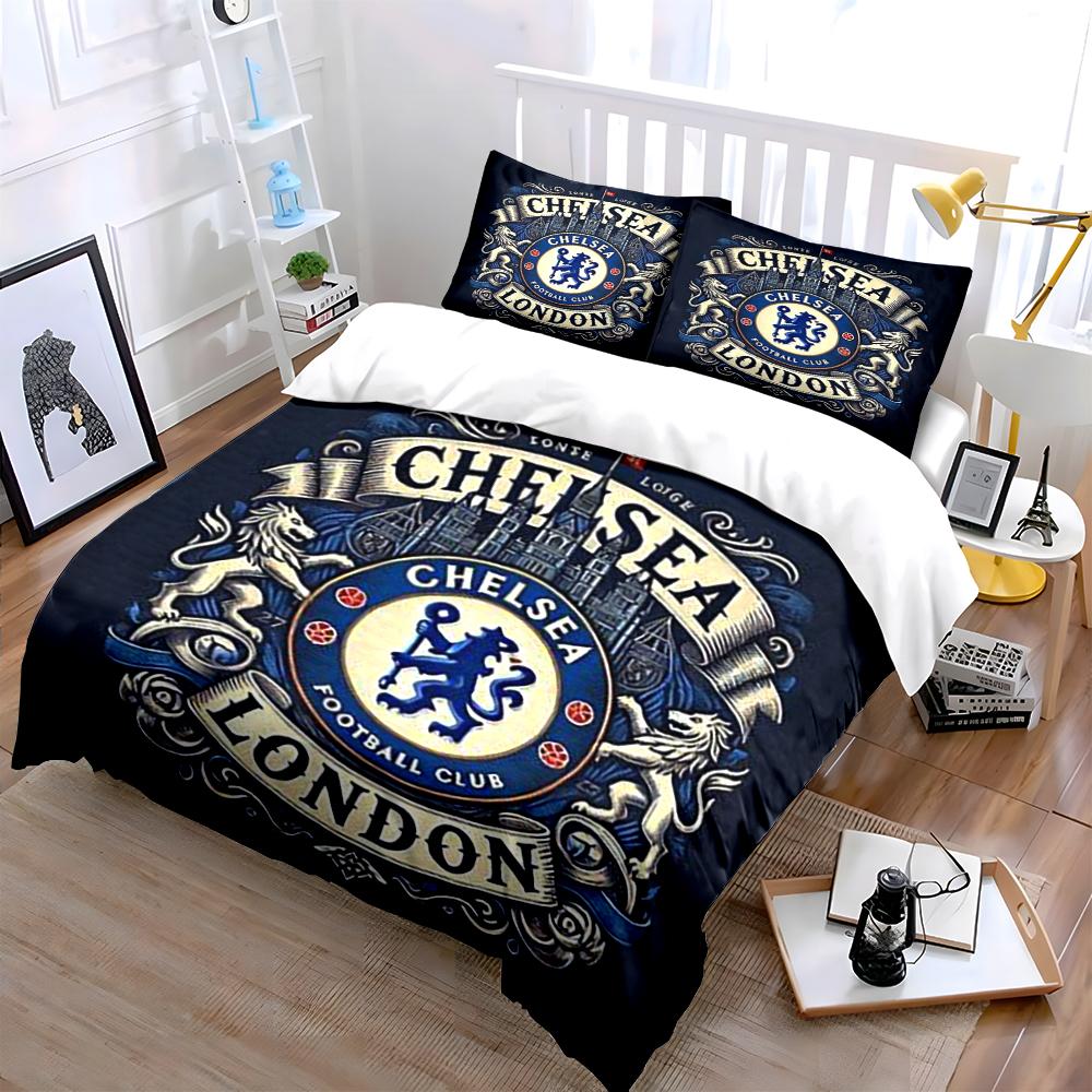 Chelsea Football Club Bedding Set Bedding Duvet Cover Set Duvet Cover Pillowcases Home Decor (1 * Duvet Cover 2 * Pillowcases, without duvet insert)