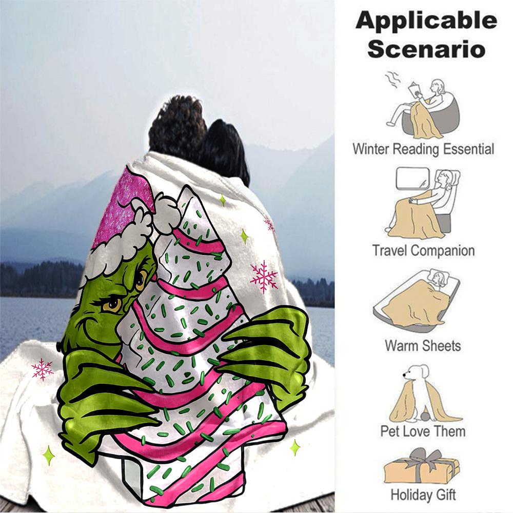Christmas Grinch Presents Blanket Soft Throw Blanket For Home Bedroom Bed Sofa Travel Office Solid Christmas Blanket