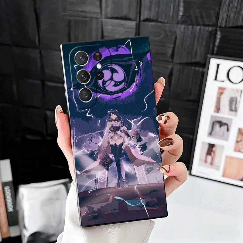 Genshin Impact Raiden Shogun Soft Phone Case for Samsung Galaxy S26 S25 Edge S24 Ultra S23 Plus S22 S21 FE S20 Black Cover Back