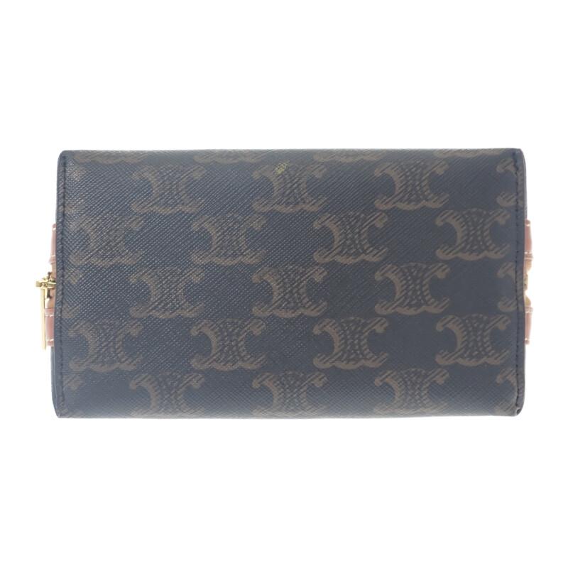 CELINE  4M1622CZJ-04LU Pouch Brown/black Calfskin Women