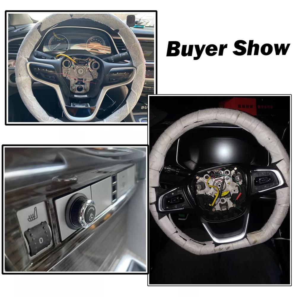 Комплект подогрева рулевого колеса автомобиля 6 режимов Пластиковый нагрев 12 В Карбоновый красный Новый Светодиодный Теплый синий Волокно Накладка Переключатель Накладки Жгут проводов K8J4