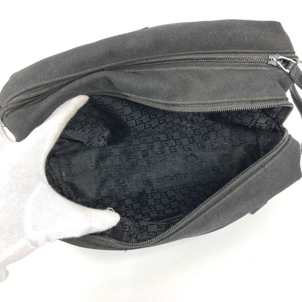 GUCCI 02888 Logo W Zip Zip Bag Pouch Clutch Bag with Handle Leather/Canvas Black