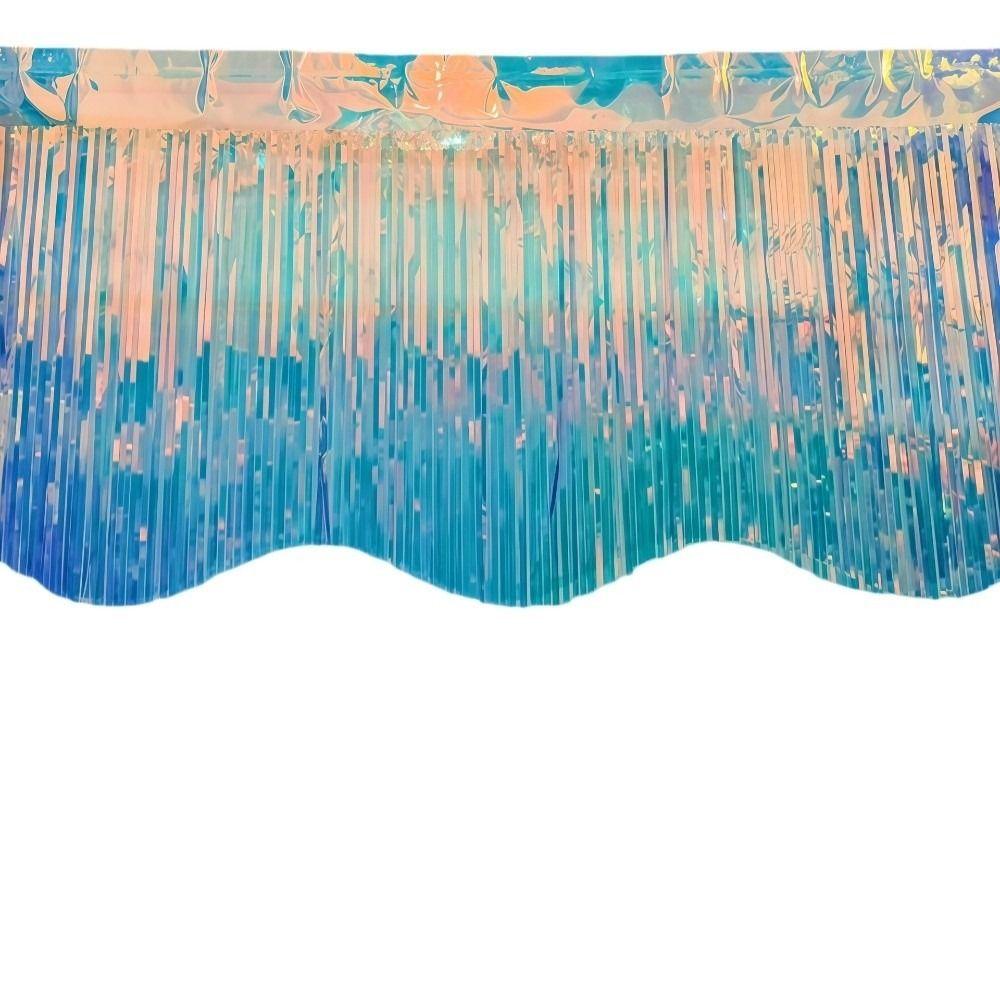 38x300CM Wave Banner Colorful Foil Curtain Scene Decoration Tinsel Fringe  Scenic Area