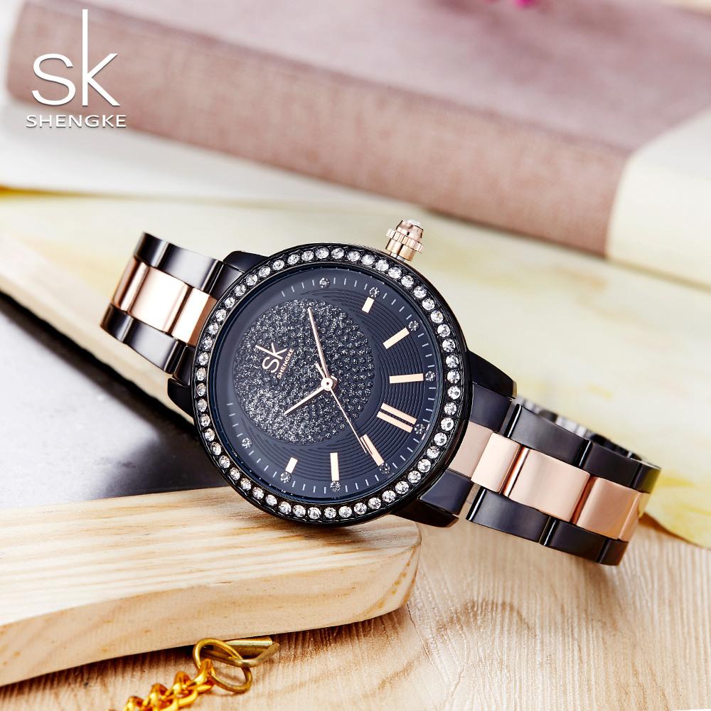 SHENGKE Diamond Women Quartz Watches Ladies Top Brand Crystal Luxury Female Wrist Watch SK Girl Clock Relogio Feminino