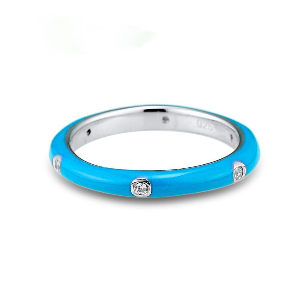 925 Silver Plated Colorful Rainbow CZ Eternal Stackable Ring Ladies Wedding Party Engagement Ring Jewelry Gift Women's Ring