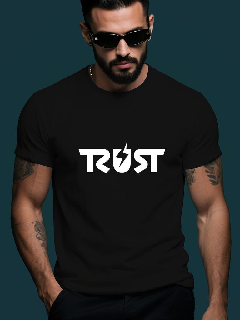 Light Blue TRUST Graphic Tshirt - Bold White Lettering