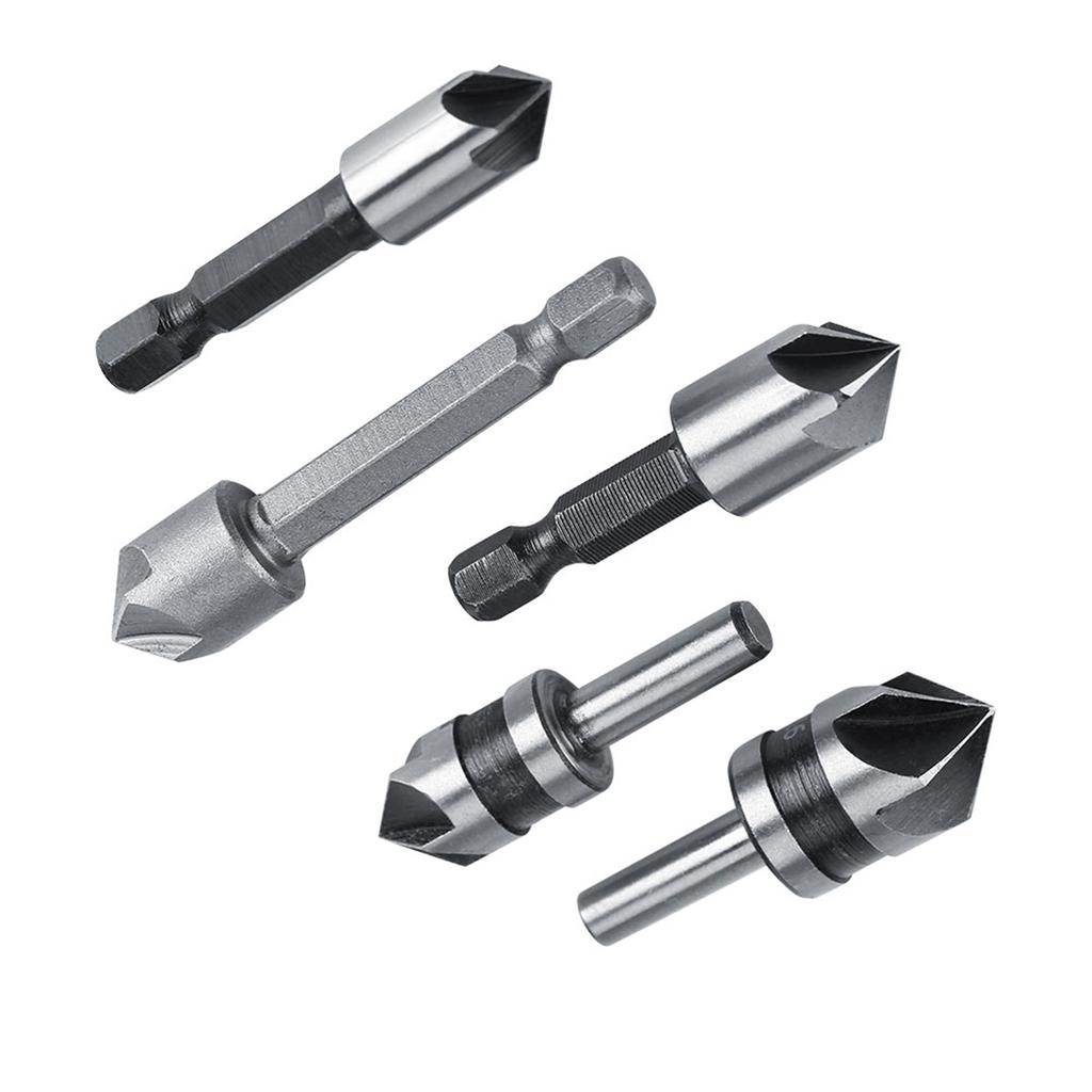 5 шт./компл., высокоскоростное стальное промышленное сверло с зенковкой, 5 канавок, деревообрабатывающий резак для снятия фаски