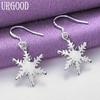 925 Sterling Silver Mesh Snowflake Pendant Earrings Fashion Jewelry