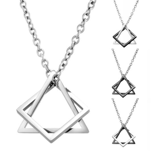 Men Necklace Contrast Color Triangle Shape Hip-hop Style Retro Men Pendant for Daily Wear