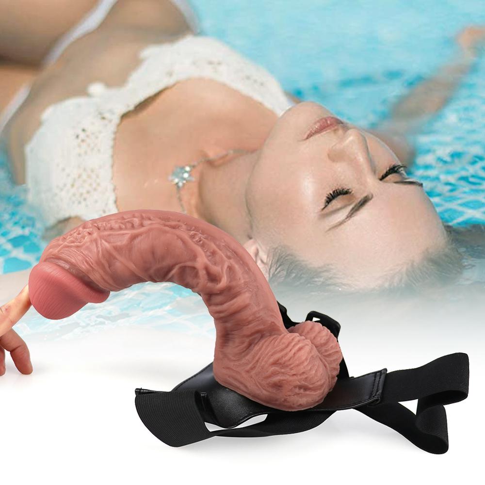 Женский фаллоимитатор с ремешком, реалистичный пенис, страпон на присоске, фаллоимитатор, секс-игрушки для женщин-лесбиянок, мягкий силикон