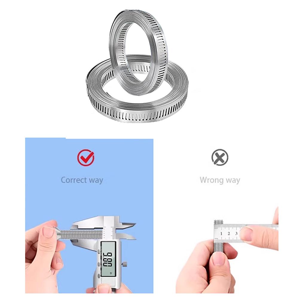 Хомут из нержавеющей стали Металлическая лента с 5 крепежами Регулируемые большие хомуты с червячным приводом для труб, воздуховодов