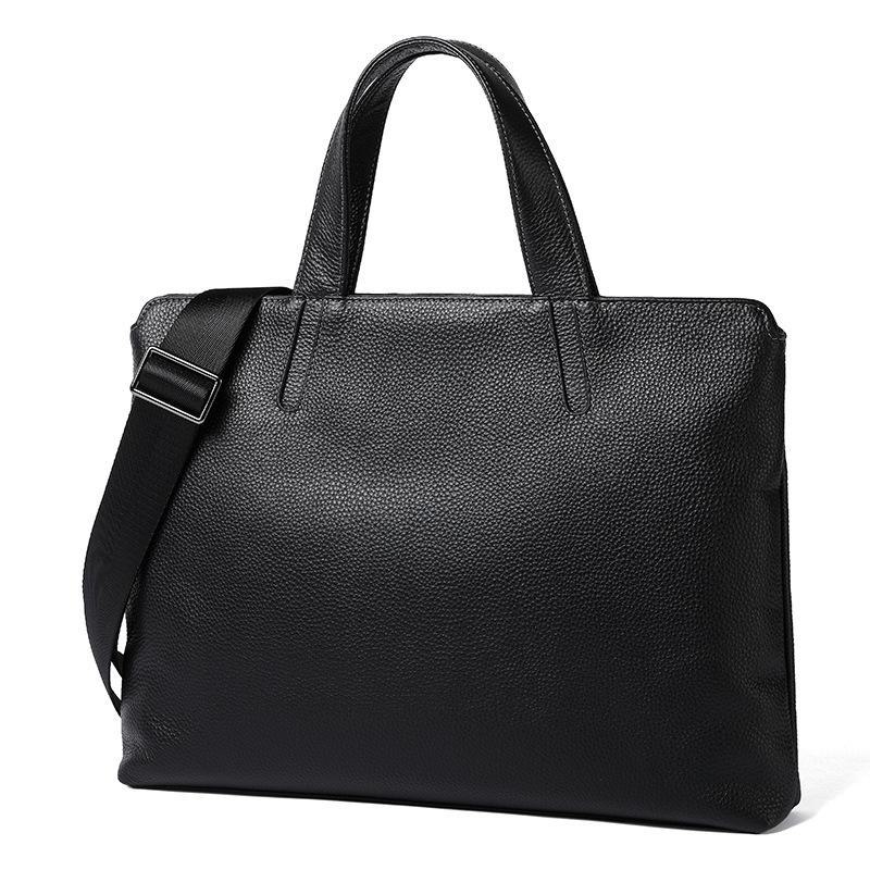 Men's Genuine Leather Casual Computer Briefcase - First Layer Cowhide, Large Capacity Handbag