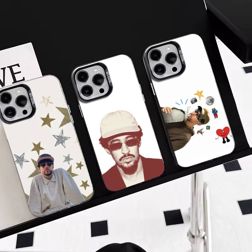 Bad Bunny Phone Case For iPhone 17,16,15,14,13,12,11 Plus,Pro Max,XS,Colorful Silver Black Cover